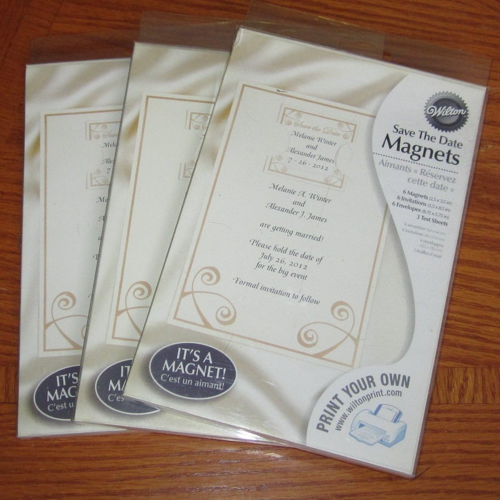 Wilton Save the Date Magnets - 18 total Magnets, Invitations, Envelopes